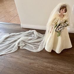 1987 Princess Diana Bride Doll By Danbury Mint 20 Inch High
