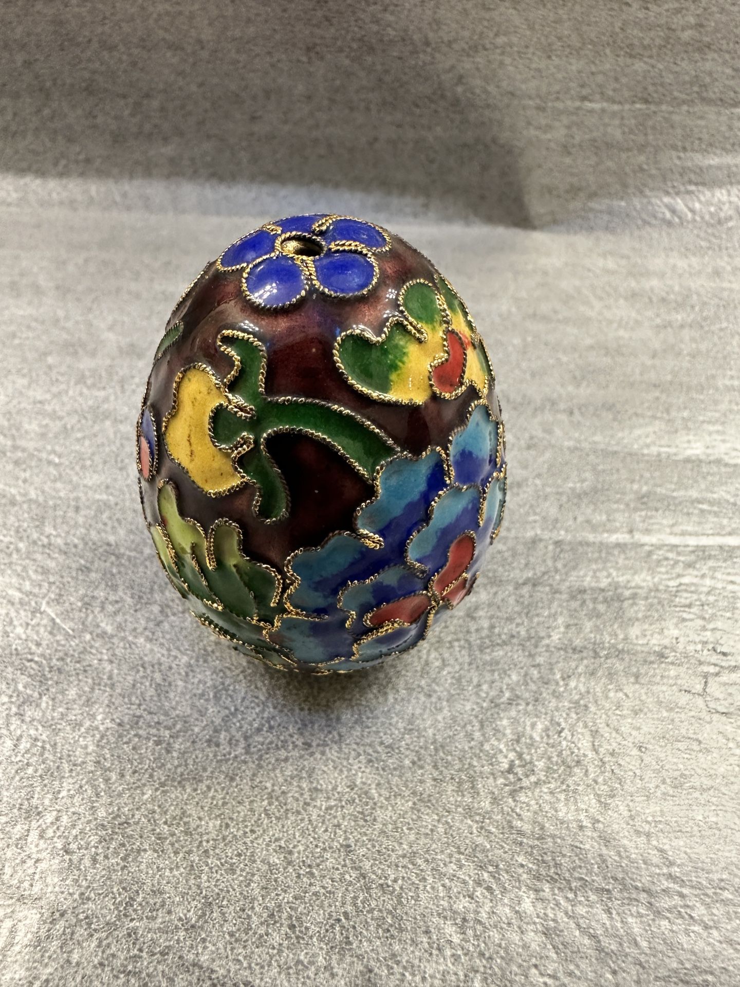 Vintage Cloisonné Collectible Floral Decorative Egg