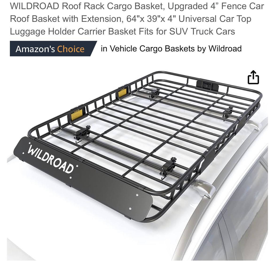  WILDROAD Roof Rack Cargo Basket, Upgraded 4” Fence Car Roof  Basket, 43x 39x 4 Universal Car Top Luggage Holder Carrier Basket Fits  for SUV Truck Cars : Automotive