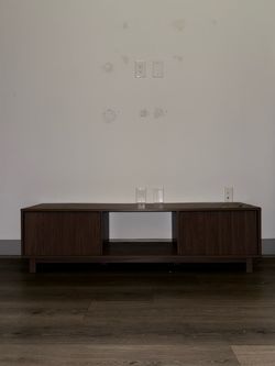 Dark Walnut TV Stand with Fluted Doors