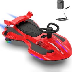 12V Electric Wiggle Car with Pedal for Kids, Rechargeable 2 in 1 Swing Car, Drifting Ride On Toys wi