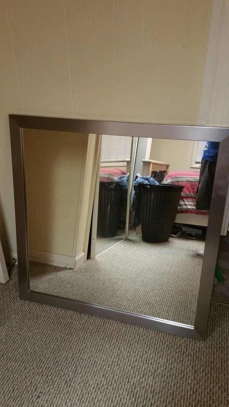 36 by 36 mirror with wood frame