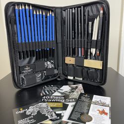 Castle Art Supplies Graphite Drawing Pencils and Sketch Set (40-Piece Kit). Like new