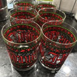 VTG 1980 6 SET OF HOUZE CHRISTMAS OLD FASHION SEASON GREETINGS HOLIDAY GLASSES