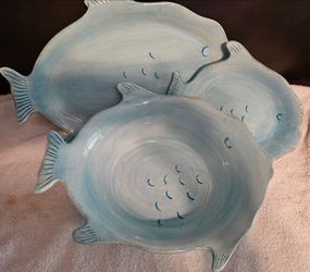 Matching Fish Platters and Bowl
