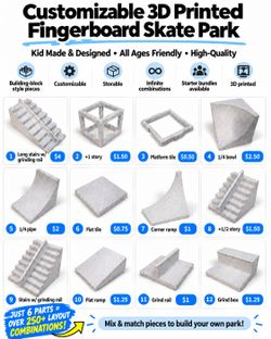 Customizable 3D Printed Fingerboard Skate Park