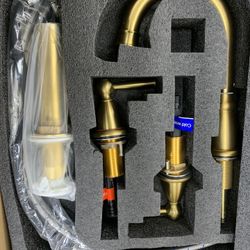 Widespread Bathroom Faucet 3 Hole Brushed Gold Sink Faucet 8 inch with Pop Up Drain 2 Handle 4 inch Faucets for Vanity Lavatory Basin Restroom Ba