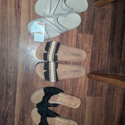 THREE PAIRS NEW SANDALS  SIZE 9