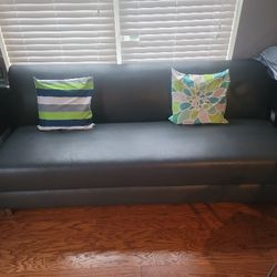 3pc Gray Leather Sofa, Loveseat, And Ottoman