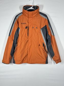 #2678 Columbia Sportswear Sz 18/20 Orange Gray Zip Up Jacket Hood For Youth
