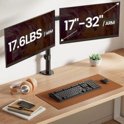 Dual Monitor Stand for 17-32 inch Screens,Heavy Duty Fully Adjustable Monitor