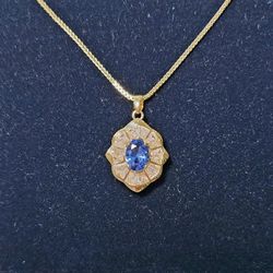 Blue & White Sapphire Necklace