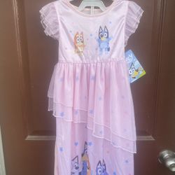 Bluey Fantasy Nightgown Dress Toddlers Girls 5T.