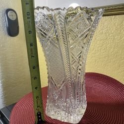 American Brilliant Period Vase Corset Crystal Twisted Full Lead dozens Rose 10.5