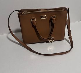 Michael Kors Brown Satchel Top Handle Bag Gold Hardware Zip