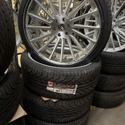 26 Inch Brushed Face Chrome Lip Wheels Tires And Sensors 