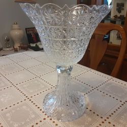  VERY NICE AND  large  CRYSTAL GLASS  DISH  REALLY NEAT LOOKING 