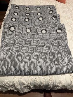 Gray Geometric Grommet Curtain Panels