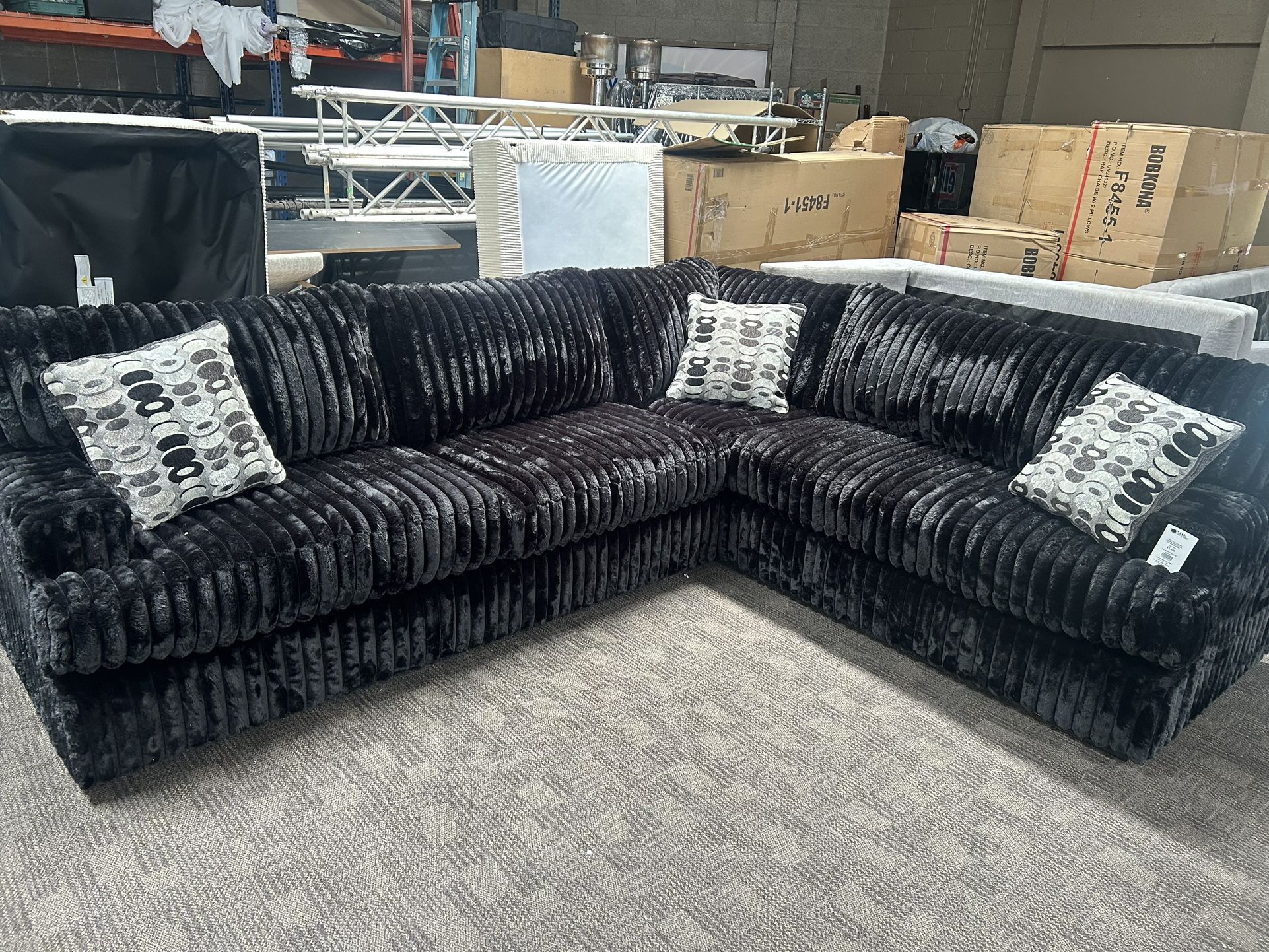 Large And Comfy Black Custom Sectional