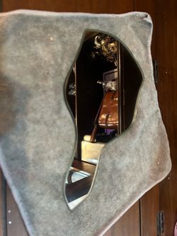 Vintage Mid-Century Asymmetrical Hand Mirror – Sleek Retro Vanity Decor