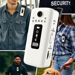 SPIKECAM Only White 64GB Mini Body Camera with Audio and Video Recording, Small 360 Rotational Clip On Body Cam for Shirt, Portable HD Night Vision Bo