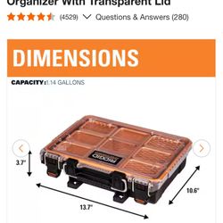 RIDGID Pro Gear System Gen 2.0 Heavy Duty Impact Resistant Multi-section Tool and Small Parts Organizer With Transparent Lid