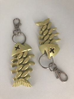 3D Printed Fish Skeletonp Keychains – Set of 2