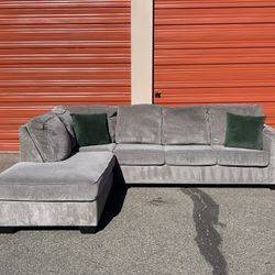 Very Comfortable Ashley Gray Sectional Sofa Couch with left facing chaise