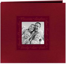 New Pioneer 12” x 12” Post bound Red Script Frame Cover Memory Scrapbook Album