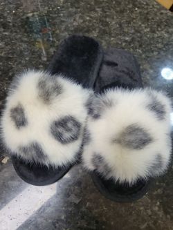 Monogram Fur Slides