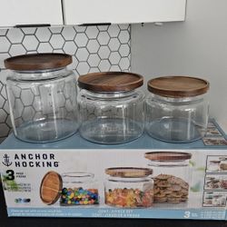 Airtight Glass jars With Acacia Wood Lids