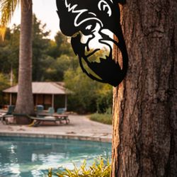 Sasquatch Peek Metal Sign Animal Bigfoot