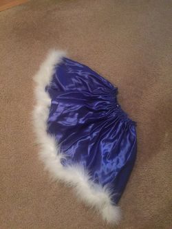 Small blue skirt lined with feather boa