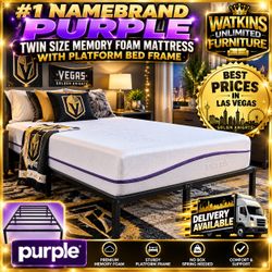 π£ PURPLE TWIN MEMORY FOAM MATTRESS + HEAVY-DUTY 14β METAL PLATFORM BED FRAME! ποΈπ₯