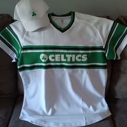 Slightly New Custom Boston Celtics Jersey Shirt And Cap.