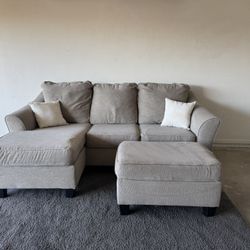 Beige Sectional Sofa Couch Sala Ottoman 