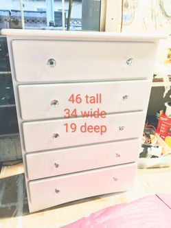 White tall pine dresser