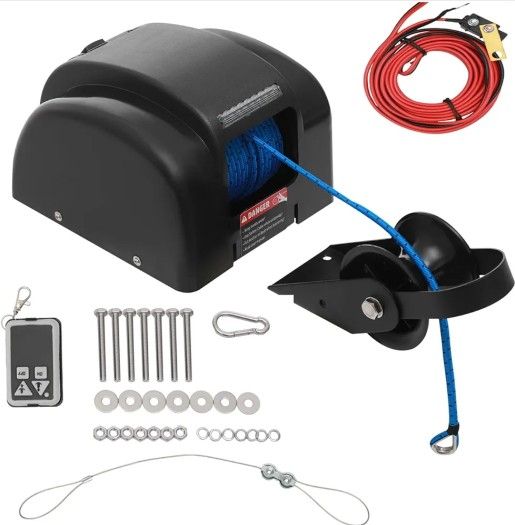 **PLEASE READ DESCRIPTION** 45LBS Boat Electric Anchor Winch Boat Anchor Winch with Remote Control & 100ft Anchor Rope 12V Anchor Windlass Kit for 24f
