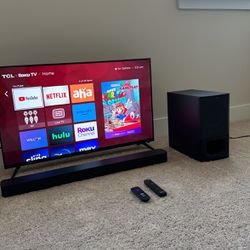 43 Inch Roku Tv with Sony Speaker And Woofer