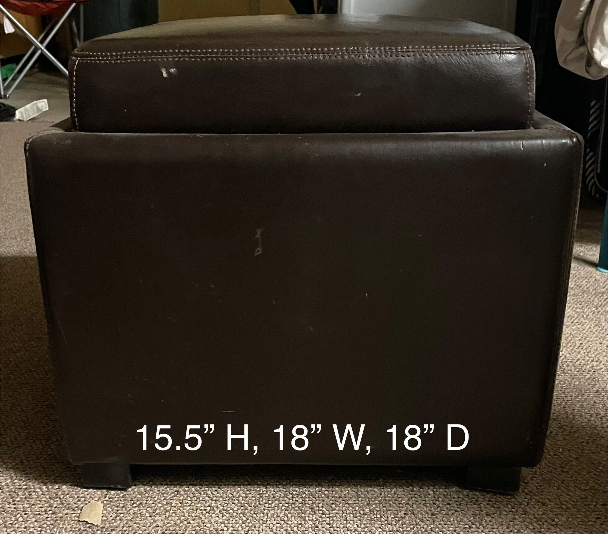 Tate Contemporary Dark Brown Leather Upholstered Storage Ottoman