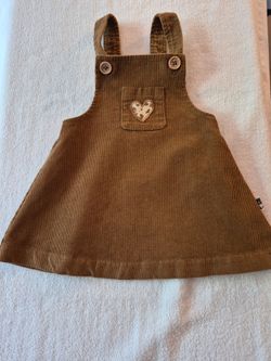 Baby Girl Overalls Dress,  Size 3-6 mo, "Rabbit & Bear
