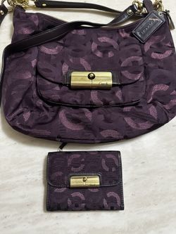 Coach Purple Bag And Wallet Set New With Tags