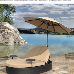 Bridgeton Moore - Solara Outdoor Dbl Chaise Lounge  With Umbrella 