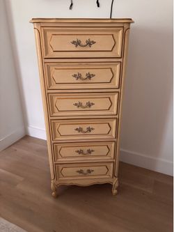 Vintage French Provincial Lingerie Chest / Tallboy 6-Drawer Dresser
