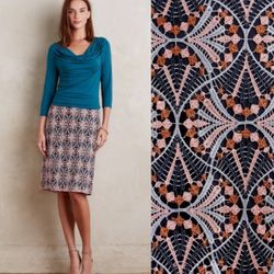 Moulinette Soeurs Svetla Lace Pencil Skirt Multicolor Knee Length Size 8