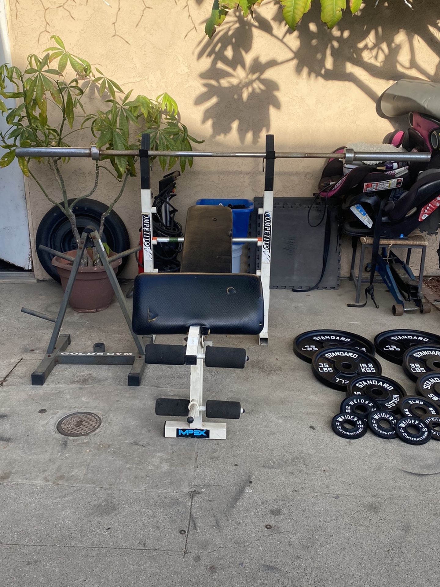 237 Pounds With 45 Ft Bar And Bench Press And Weight Tree (Read Description )