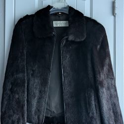 Andrew Marc Black Mink Fur Zip Up Jacket