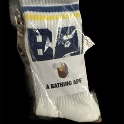 A Bathing Ape BAPE Logo Striped Socks
