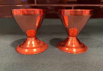 Beautiful shiny copper set of egg cups/shot glasses