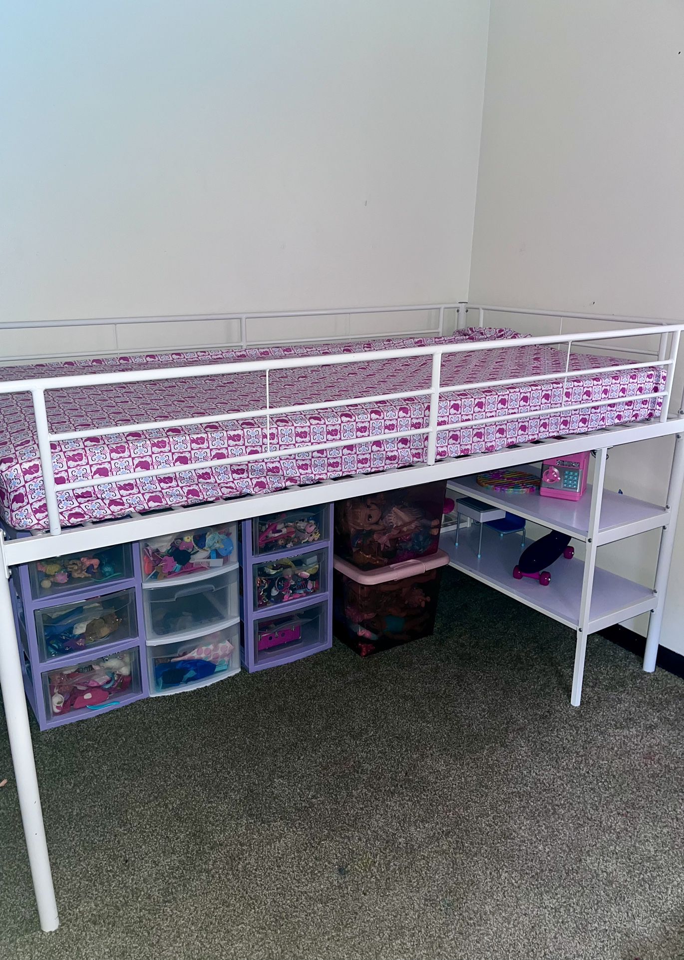 Low Kids Loft Bed W/ Mattress 